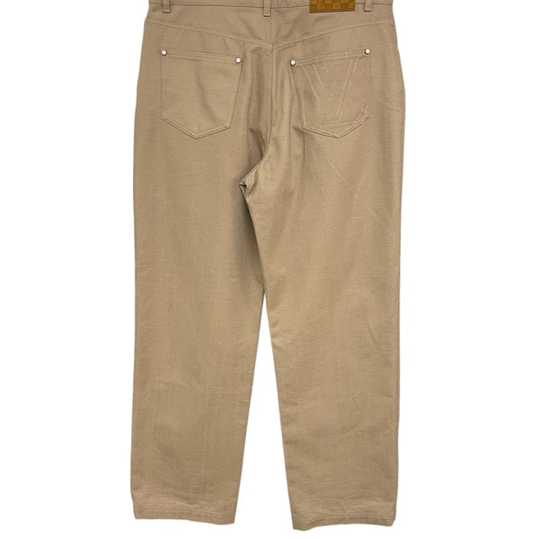 ルイ・ヴィトン LOUIS VUITTON ロゴステッチワークデニムパンツ HSP47W ベージュ コットン メンズ デニムパンツ