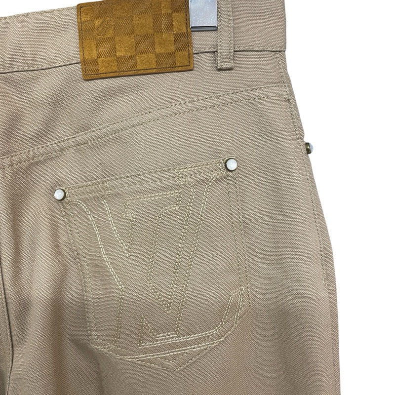 ルイ・ヴィトン LOUIS VUITTON ロゴステッチワークデニムパンツ HSP47W ベージュ コットン メンズ デニムパンツ