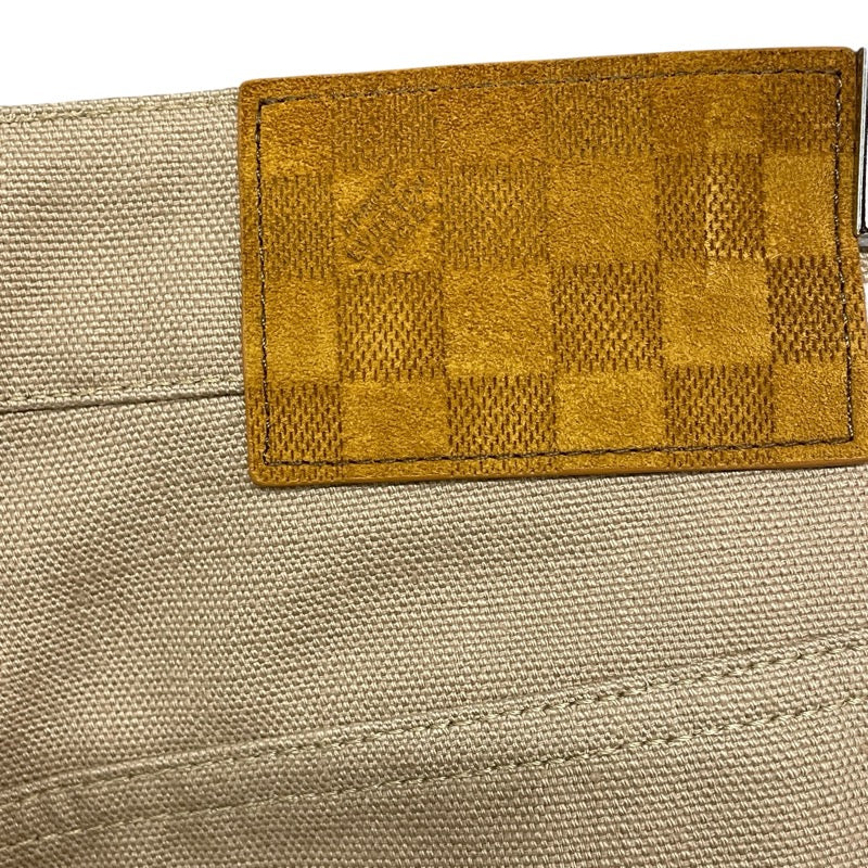 ルイ・ヴィトン LOUIS VUITTON ロゴステッチワークデニムパンツ HSP47W ベージュ コットン メンズ デニムパンツ