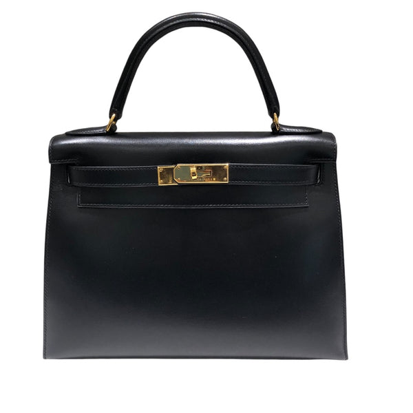 エルメス HERMES ケリー28 □C刻 ブラック GD金具 ボックスカーフ レディース ハンドバッグ