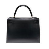 エルメス HERMES ケリー28 □C刻 ブラック GD金具 ボックスカーフ レディース ハンドバッグ