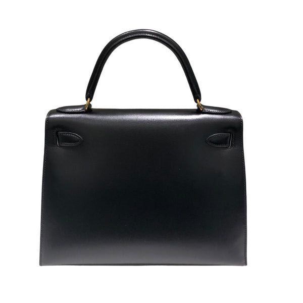 エルメス HERMES ケリー28 □C刻 ブラック GD金具 ボックスカーフ レディース ハンドバッグ