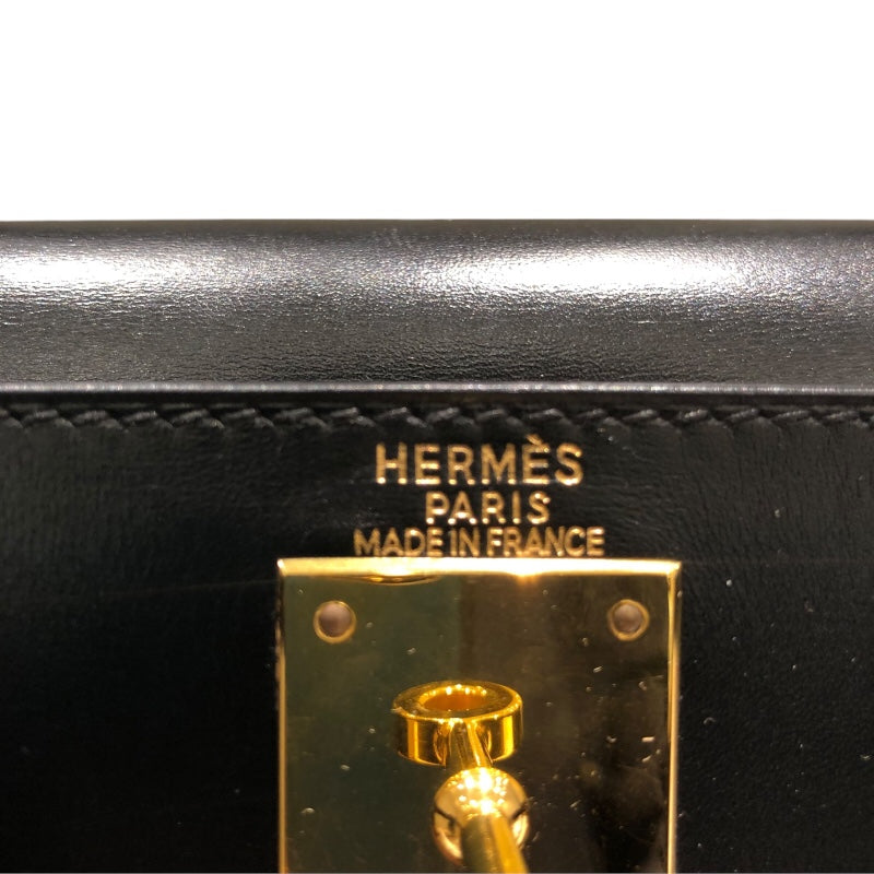 エルメス HERMES ケリー28 □C刻 ブラック GD金具 ボックスカーフ レディース ハンドバッグ
