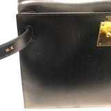 エルメス HERMES ケリー28 □C刻 ブラック GD金具 ボックスカーフ レディース ハンドバッグ