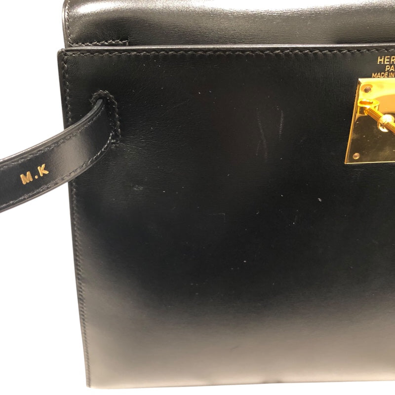 エルメス HERMES ケリー28 □C刻 ブラック GD金具 ボックスカーフ レディース ハンドバッグ