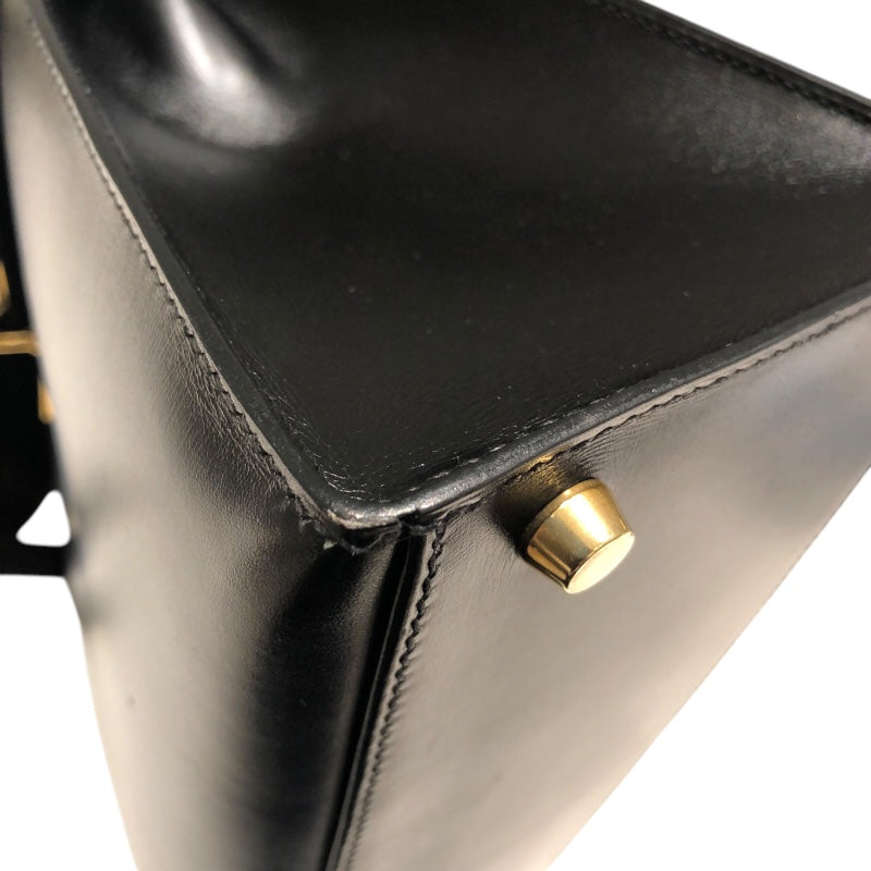 エルメス HERMES ケリー28 □C刻 ブラック GD金具 ボックスカーフ レディース ハンドバッグ