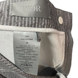 クリスチャン・ディオール Christian Dior ロゴ刺繍ストライプショートパンツ 013C121C5566 グレー シルク メンズ ショートパンツ