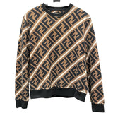 フェンディ FENDI FF総柄スウェットシャツ FY0944 ブラウン コットン メンズ スウェット