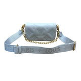 ルイ・ヴィトン LOUIS VUITTON ウォレットオンストラップ M81399 ブルーグラシエール カーフレザー バブルグラム レディース ショルダーバッグ