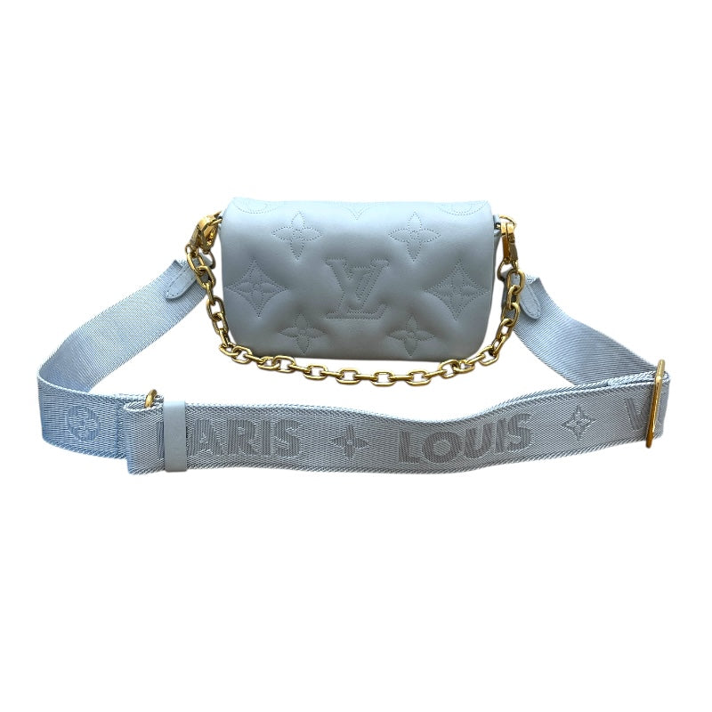 ルイ・ヴィトン LOUIS VUITTON ウォレットオンストラップ M81399 ブルーグラシエール カーフレザー バブルグラム レディース ショルダーバッグ