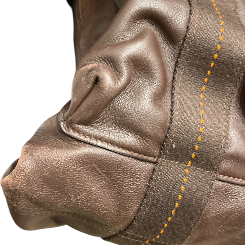エルメス HERMES キャラバンヴェルティカルMM ブラウン レザー ユニセックス トートバッグ