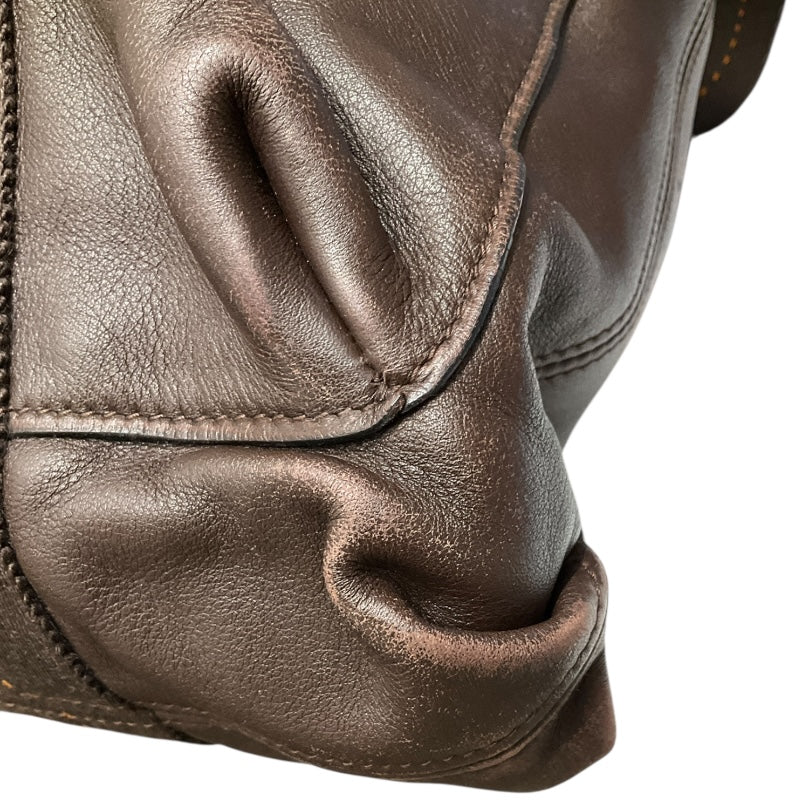 エルメス HERMES キャラバンヴェルティカルMM ブラウン レザー ユニセックス トートバッグ