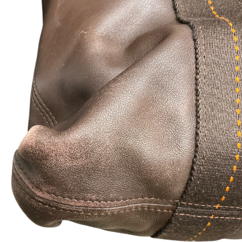 エルメス HERMES キャラバンヴェルティカルMM ブラウン レザー ユニセックス トートバッグ