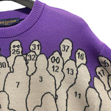 ルイ・ヴィトン LOUIS VUITTON スタジオジャガードニットセーター HNN93W パープル ウール メンズ ニット