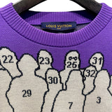 ルイ・ヴィトン LOUIS VUITTON スタジオジャガードニットセーター HNN93W パープル ウール メンズ ニット