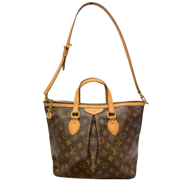 ルイ・ヴィトン LOUIS VUITTON パレルモPM M40145 ブラウン/ゴールド金具 PVCコーティングキャンバス モノグラムキャンパス レディース トートバッグ