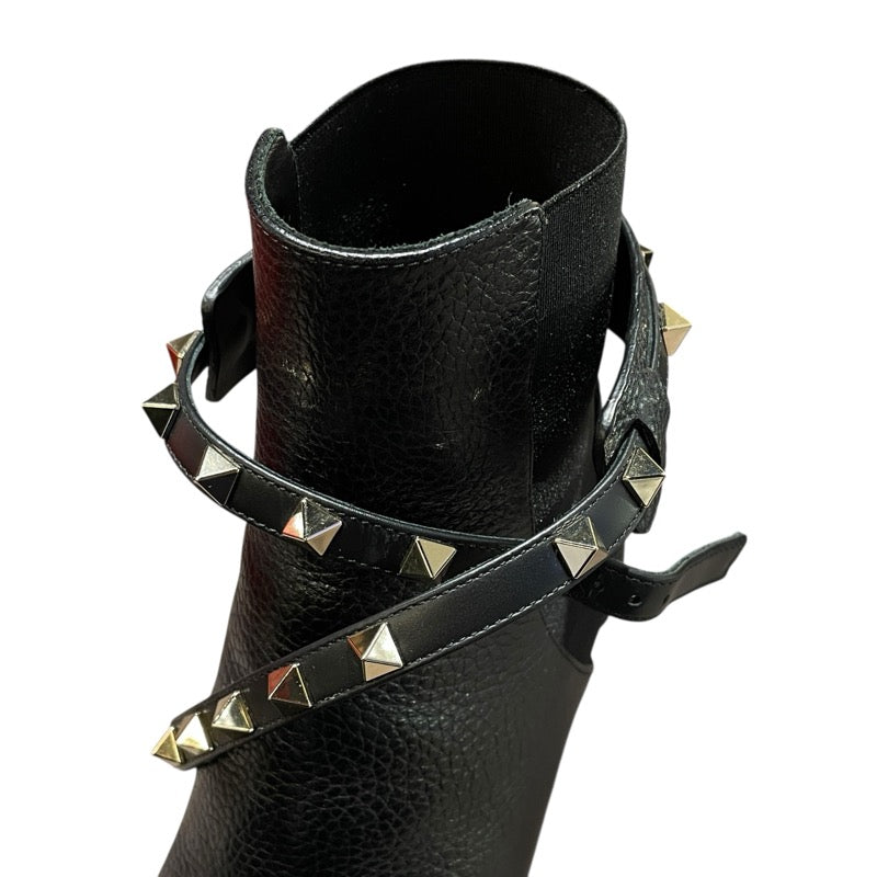 ヴァレンティノ VALENTINO ロックスタッズ ブラック レザー レディース ブーツ