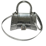 バレンシアガ BALENCIAGA アワーグラスXS 592833 シルバー、ラインストーン 型押しレザー レディース ショルダーバッグ