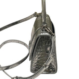 バレンシアガ BALENCIAGA アワーグラスXS 592833 シルバー、ラインストーン 型押しレザー レディース ショルダーバッグ