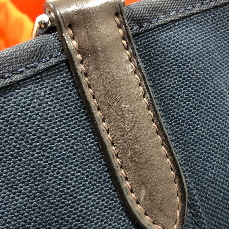 エルメス HERMES サックドパンサージュ C刻印 ネイビー/オレンジ トワルアッシュ メンズ トートバッグ