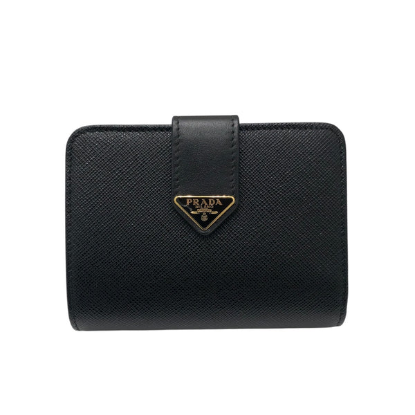 プラダ PRADA サフィアーノタブ折り財布 1ML018 ブラック レザー レディース 二つ折り財布