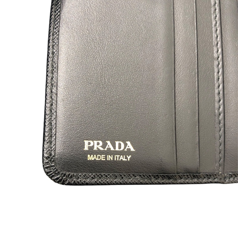 プラダ PRADA サフィアーノタブ折り財布 1ML018 ブラック レザー レディース 二つ折り財布
