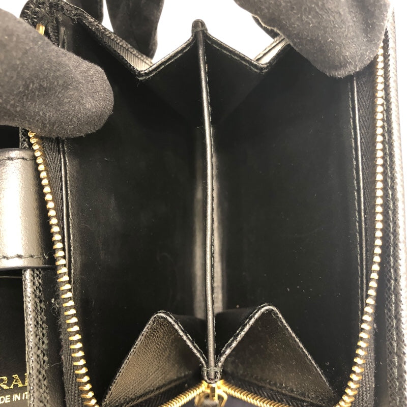 プラダ PRADA サフィアーノタブ折り財布 1ML018 ブラック レザー レディース 二つ折り財布