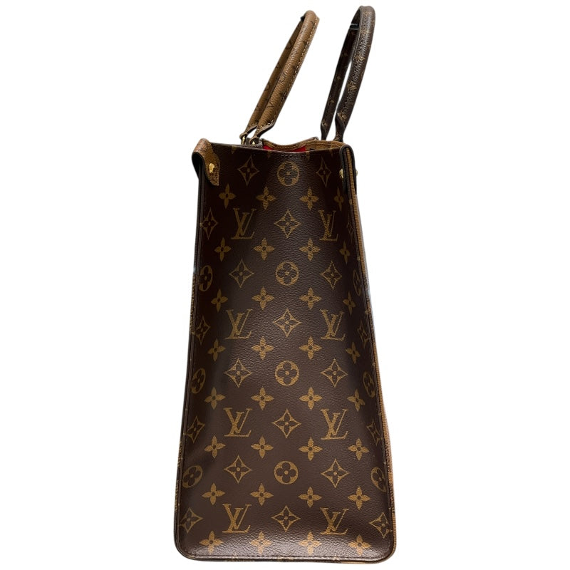 ルイ・ヴィトン LOUIS VUITTON オンザゴーＧＭ M45320 ブラウン モノグラム ジャイアント・リバース ユニセックス トートバッグ