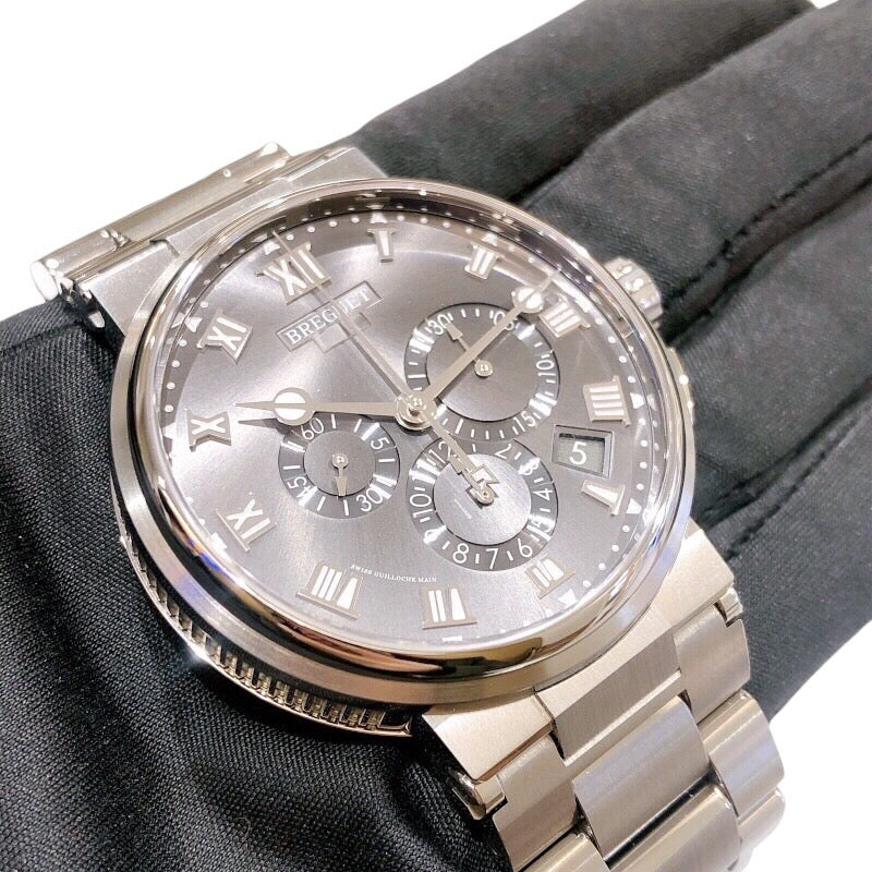ブレゲ Breguet マリーン クロノグラフ 5527TI/G2/TWO グレー チタン 自動巻き メンズ 腕時計