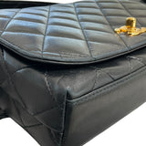 シャネル CHANEL マトラッセ レザーショルダーフラップバッグ ブラック/ゴールド ラムスキン レディース ショルダーバッグ