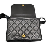 シャネル CHANEL マトラッセ レザーショルダーフラップバッグ ブラック/ゴールド ラムスキン レディース ショルダーバッグ