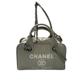シャネル CHANEL ドーヴィル ボーリングバッグ A92749 グレー キャンバス レディース ショルダーバッグ