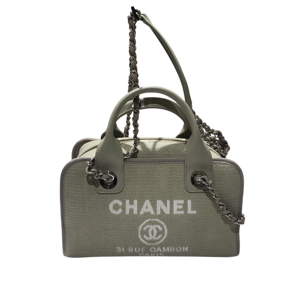 CHANEL ドーヴィル ポーチ グレー×ブラック シャネル CHANEL ドーヴィル ボーリングバッグ A92749 グレー