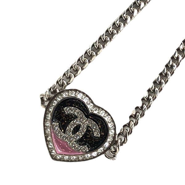 シャネル CHANEL CCマークハートネックレス メタル・ラインストーン