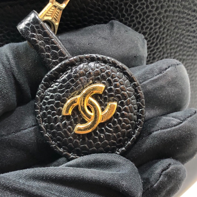 シャネル CHANEL ココマークバニティ A01998 9番台 ブラック×ゴールド金具 キャビアスキン レディース ハンドバッグ