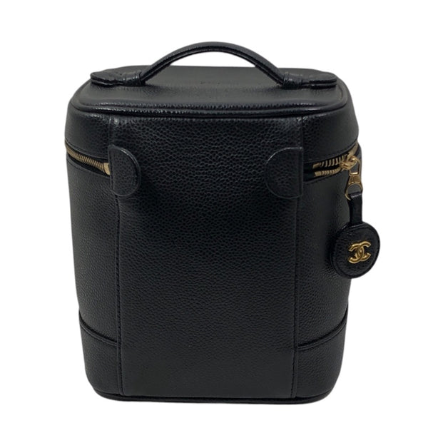 シャネル CHANEL ココマークバニティ A01998 9番台 ブラック×ゴールド金具 キャビアスキン レディース ハンドバッグ