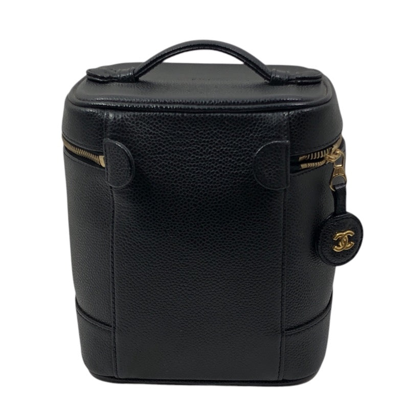 シャネル CHANEL ココマークバニティ A01998 9番台 ブラック×ゴールド金具 キャビアスキン レディース ハンドバッグ
