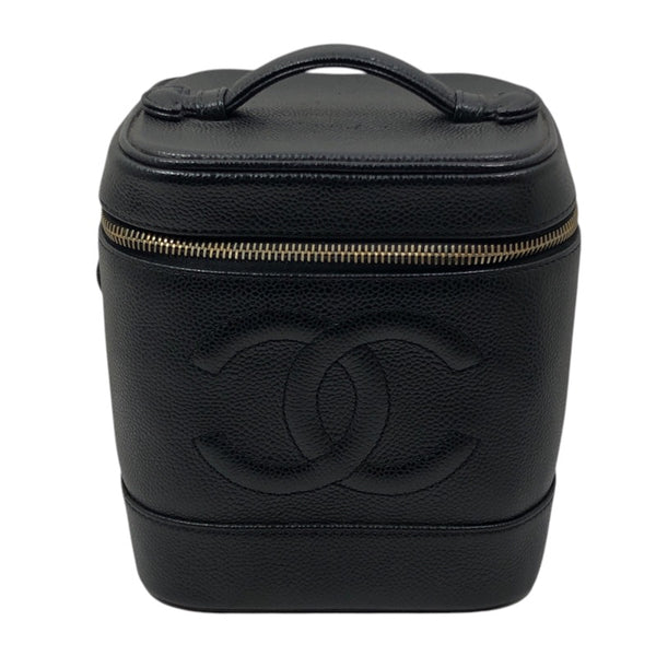 シャネル CHANEL ココマークバニティ A01998 9番台 ブラック×ゴールド金具 キャビアスキン レディース ハンドバッグ