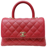 シャネル CHANEL ココハンドルXS A92990 レッド　ゴールド金具 キャビアスキン レディース ハンドバッグ