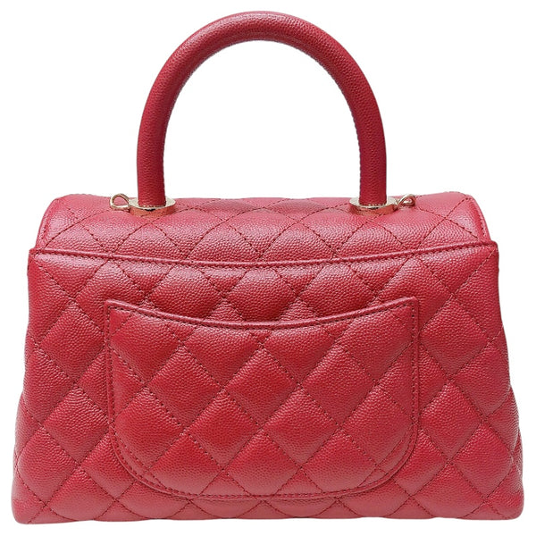 シャネル CHANEL ココハンドルXS A92990 レッド　ゴールド金具 キャビアスキン レディース ハンドバッグ