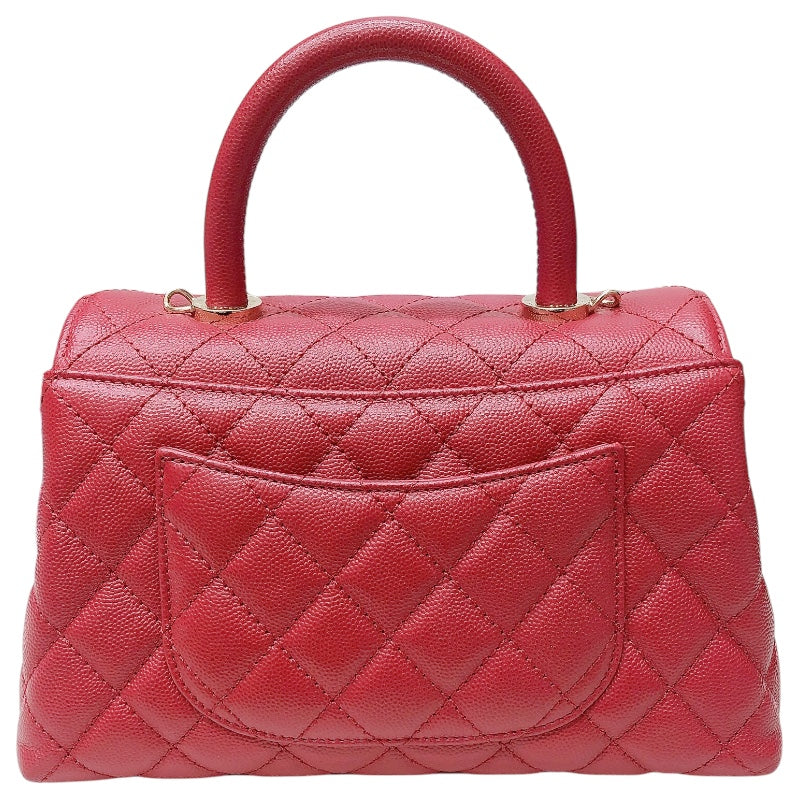 シャネル CHANEL ココハンドルXS A92990 レッド　ゴールド金具 キャビアスキン レディース ハンドバッグ