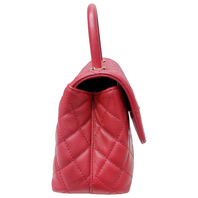 シャネル CHANEL ココハンドルXS A92990 レッド　ゴールド金具 キャビアスキン レディース ハンドバッグ