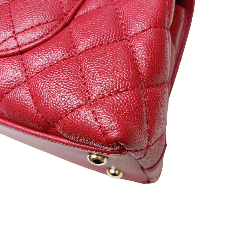 シャネル CHANEL ココハンドルXS A92990 レッド　ゴールド金具 キャビアスキン レディース ハンドバッグ