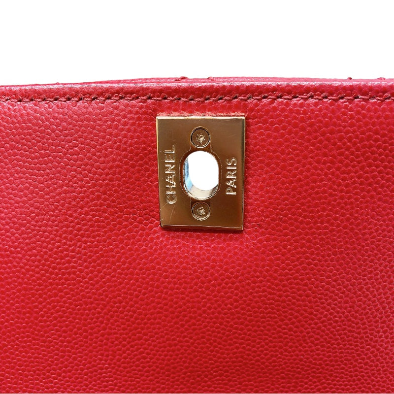 シャネル CHANEL ココハンドルXS A92990 レッド　ゴールド金具 キャビアスキン レディース ハンドバッグ