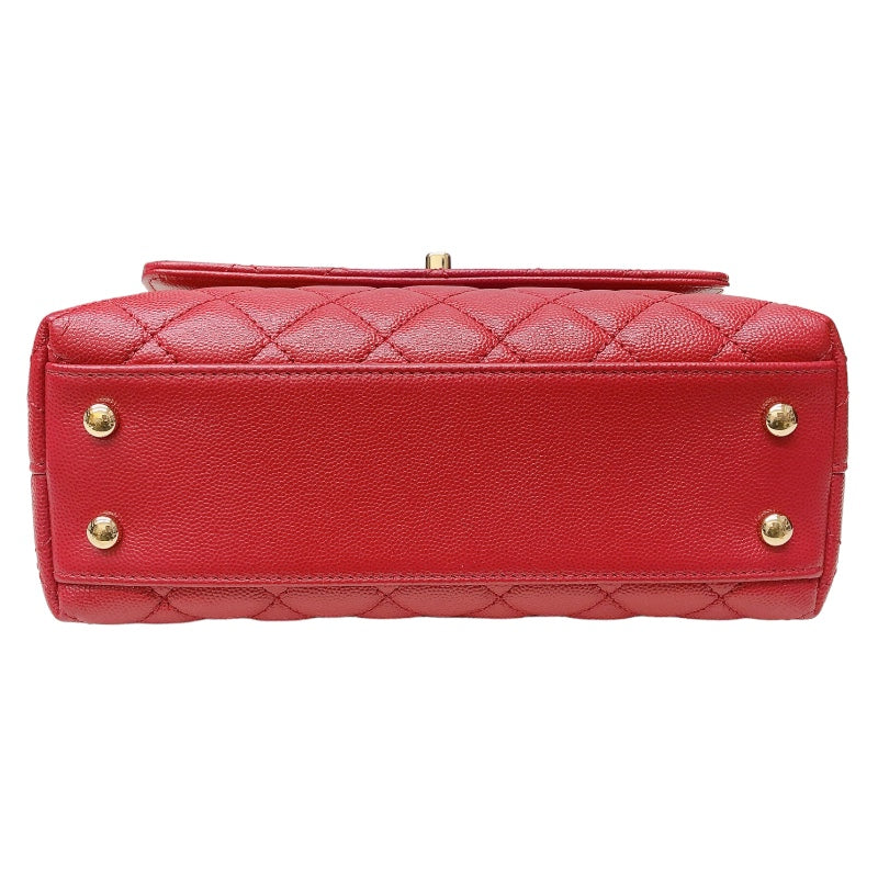 シャネル CHANEL ココハンドルXS A92990 レッド　ゴールド金具 キャビアスキン レディース ハンドバッグ