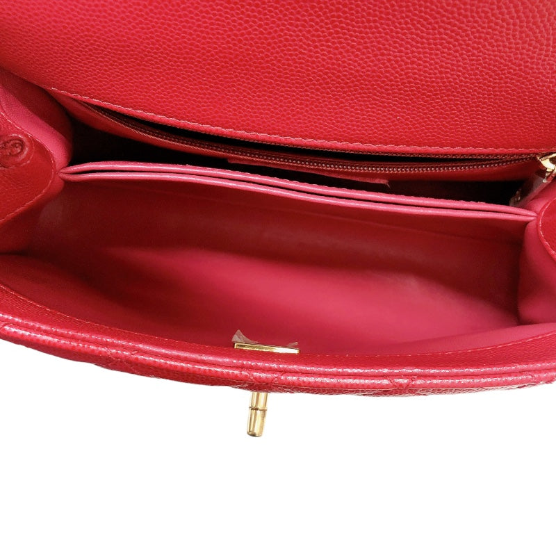 シャネル CHANEL ココハンドルXS A92990 レッド　ゴールド金具 キャビアスキン レディース ハンドバッグ