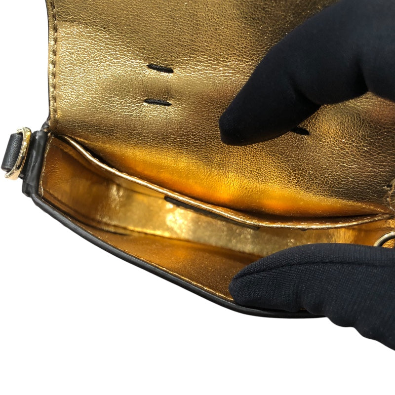 フェンディ FENDI フェンダーチェ　ナノ　バゲット 7AS095 ブラック　GD金具 レザー レディース ショルダーバッグ