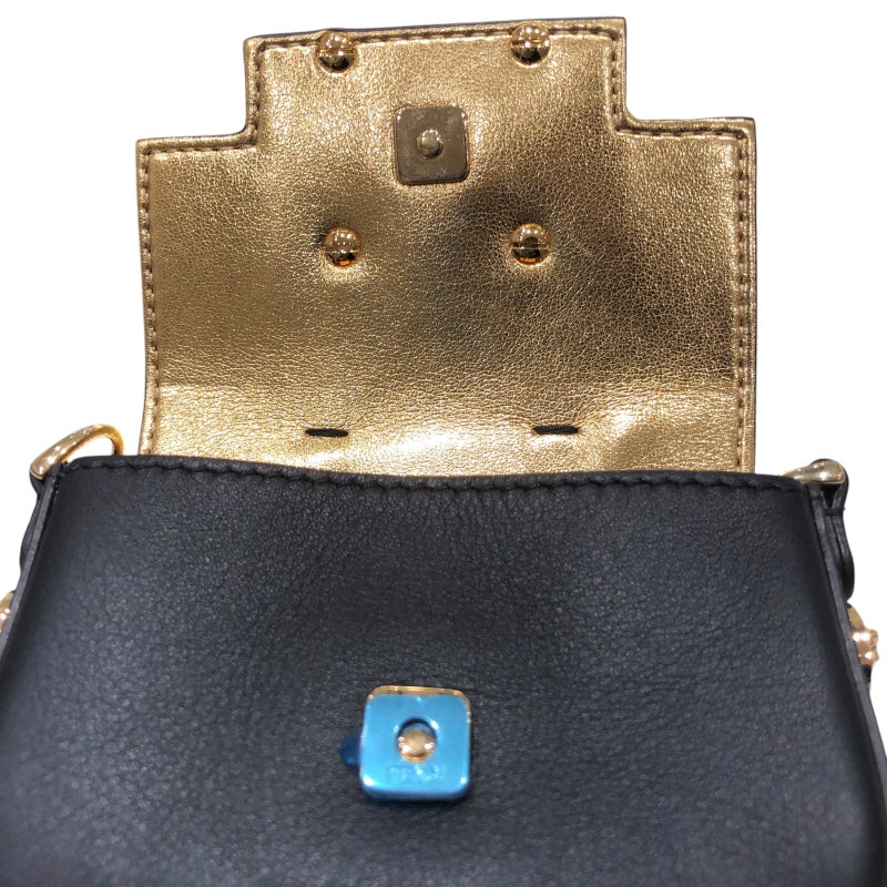 フェンディ FENDI フェンダーチェ　ナノ　バゲット 7AS095 ブラック　GD金具 レザー レディース ショルダーバッグ