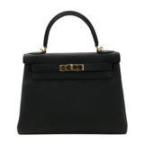 エルメス HERMES ケリー28　内縫い B刻 ブラック×ゴールド金具 トゴ レディース ハンドバッグ