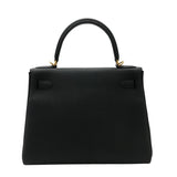 エルメス HERMES ケリー28　内縫い B刻 ブラック×ゴールド金具 トゴ レディース ハンドバッグ